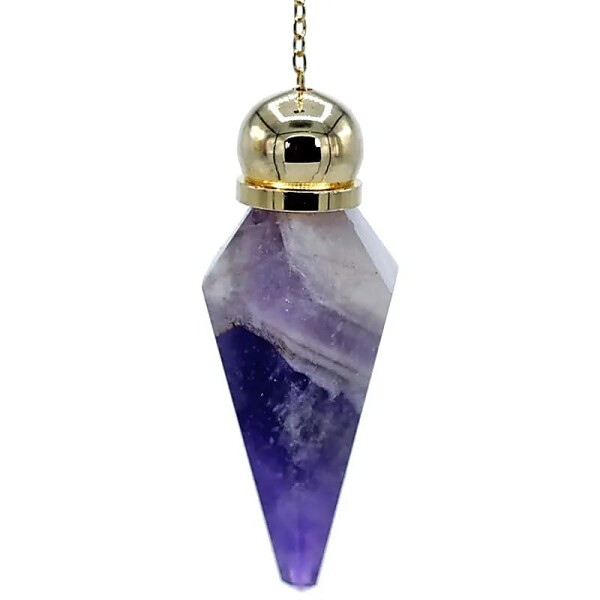 Pendel Amethyst mit Facettespitze + Zierperle -- 5.1 cm