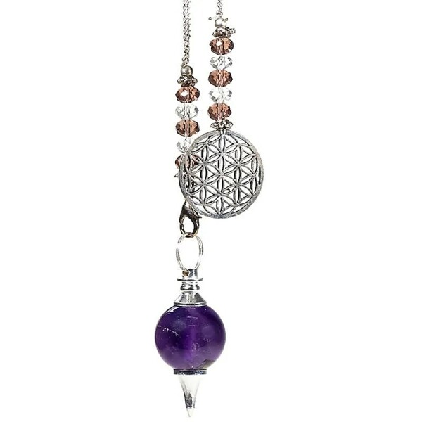 Pendel Amethyst mit Kette Blume des Lebens -- 20 g