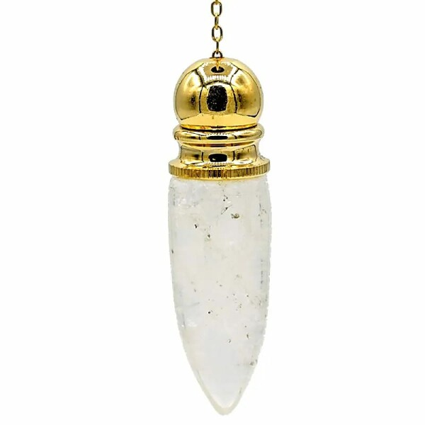 Pendel Messing vergoldet mit Bergkristallkammer -- 20g;5.3 cm