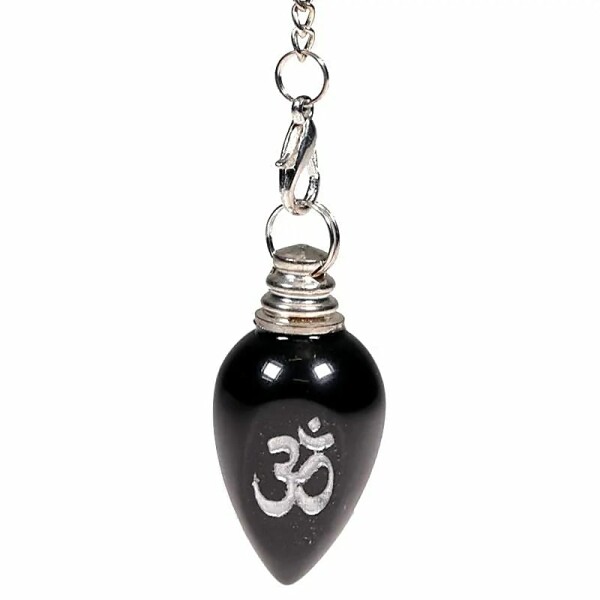 Pendel OHM poliert schwarzer Achat -- 16 g; 4 cm