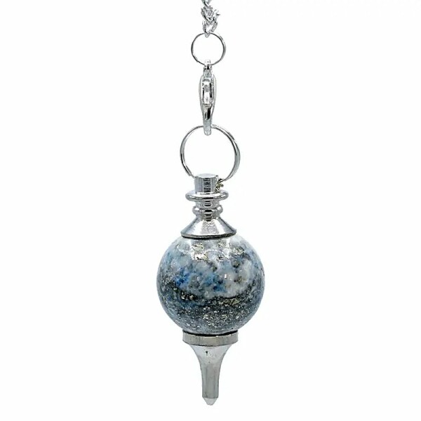 Pendel polierter Lapislazuli & Metall -- 12 g; 3.5x1.7 cm
