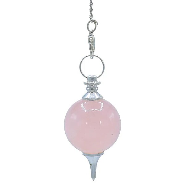Pendel Rosenquarz & Chakrakette -- 24 g; 4.5 cm