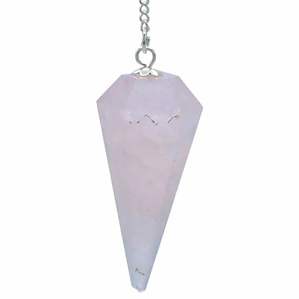 Pendel Rosenquarz mit Facette Spitze -- 3.5 cm