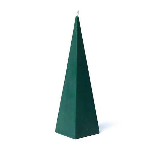Pyramidenkerze dunkelgrün unparfümiert -- 21x6cm