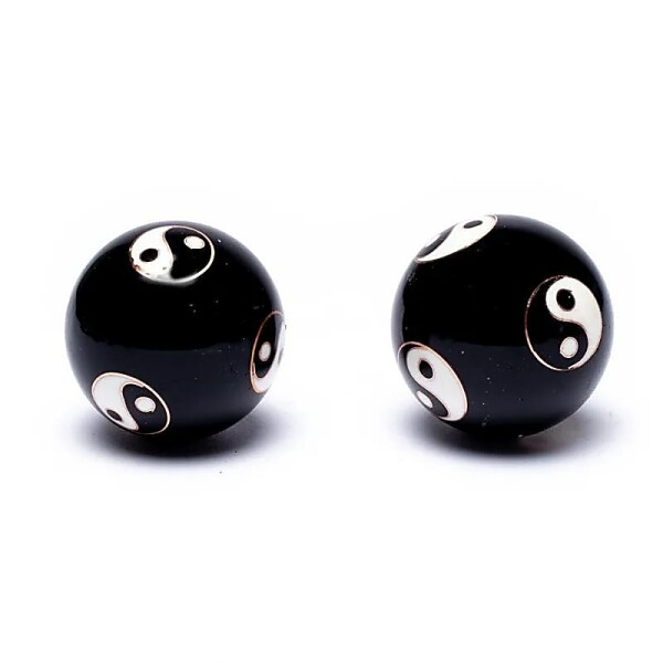 Qi Gong Kugeln Yin Yang schwarz -- 3.5 cm