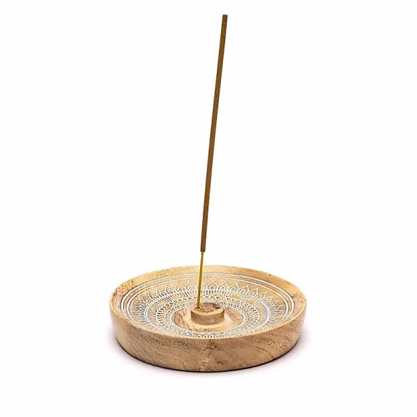 Räuchergefäß Mandala Druck Mango Holz -- 12,5x12,5x2,5 cm