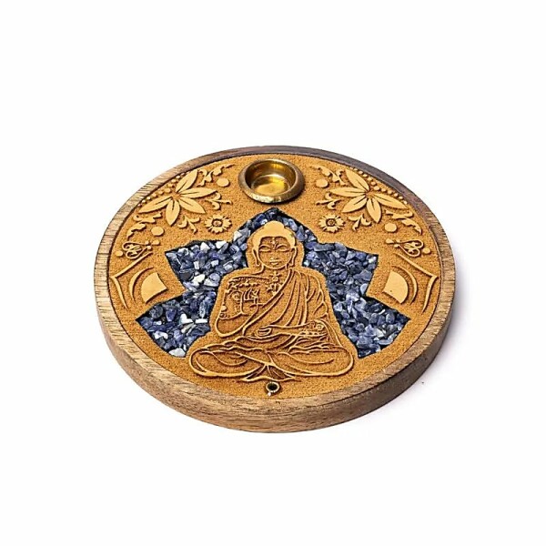 Räucherstäbchen & Kegel Halter Buddha Sodalit -- 10cm