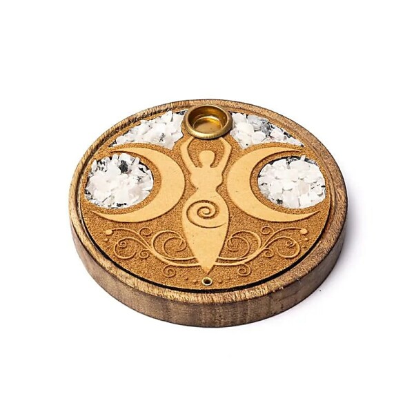 Räucherstäbchen & Kegel Halter Mondgottheit Mondstein -- 10cm