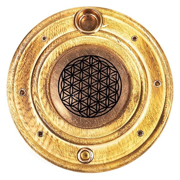 Räucherstäbchen- & -kegelhalter Blume des Lebens -- 10 cm
