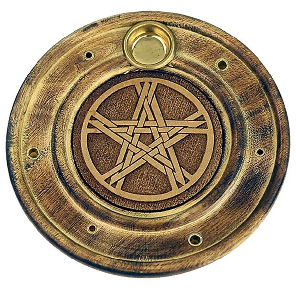 Räucherstäbchen-/Weihrauchkegelhalter Pentagramm -- 10 cm