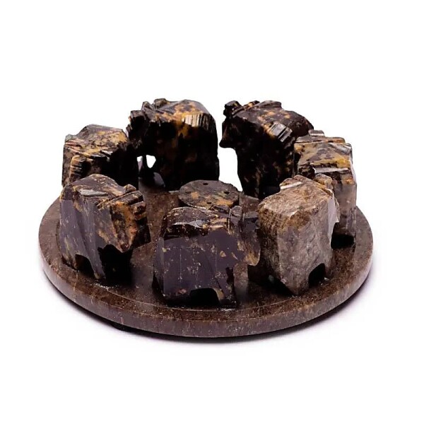 Räucherstäbchenhalter Elefantenkreis Speckstein -- 13x5 cm