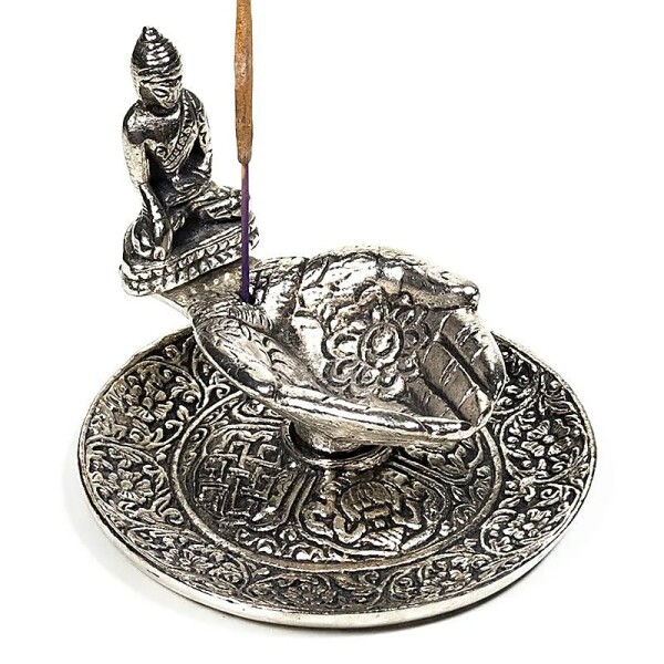 Räucherstäbchenhalter Hände mit Buddha -- 9x7 cm