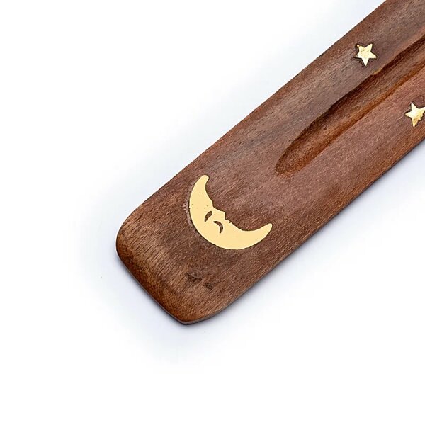 Räucherstäbchenhalter Holz Mond -- 25 cm