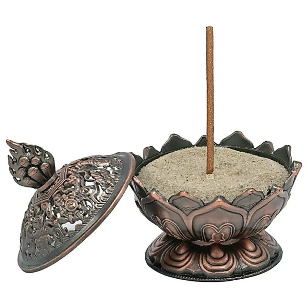 Räucherstäbchenhalter Lotus kupferfarbig -- 7.8x6.9x6.9 cm