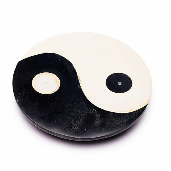Räucherstäbchenhalter Yin Yang Speckstein -- 10 cm