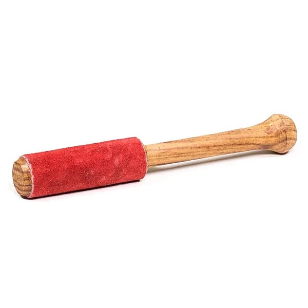 Reibeklöppel klein mit Leder rot -- ±25g; ±15x2cm