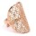 Ring Blume des Lebens Messing rosa goldfarbig -- 3x2 cm