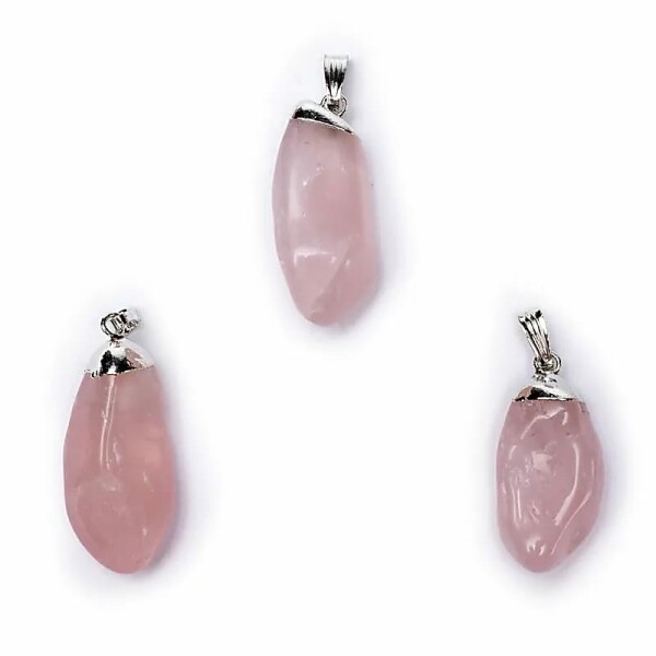 Rosenquarz Edelsteinanhänger mit gebohrtem Stift -- ±1-3 cm
