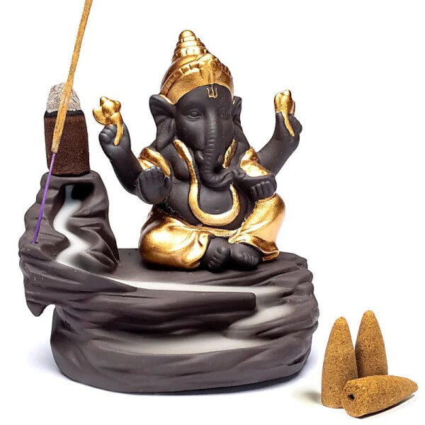 Rückfluss Weihrauchbrenner Ganesha -- 9x6x10 cm