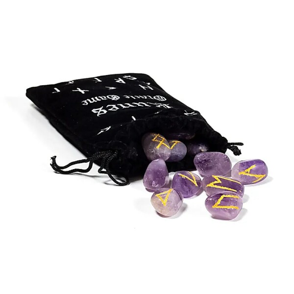Runen Orakelset Amethyst in Samtbeutel --218g