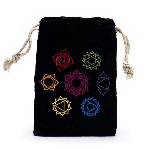 Samt Tasche mit 7 Chakras -- 19x13cm