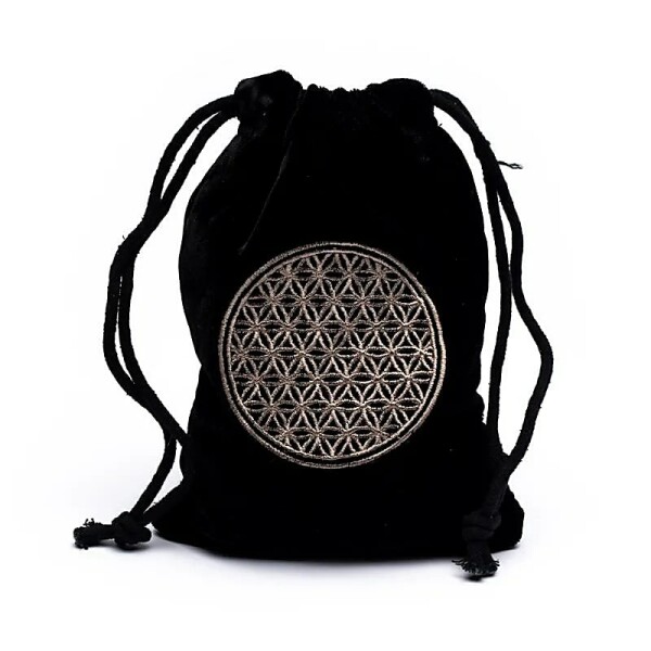 Samt Tasche mit Blume des Lebens -- 19x13cm