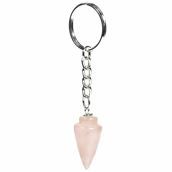 Schlüsselanhänger Pendel Rosenquarz -- 10 cm