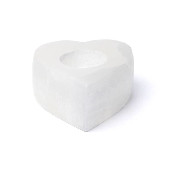 Selenit Herz Kerzenhalter -- ±8x7x5cm