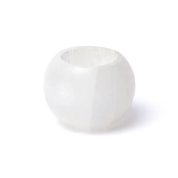 Selenit Kugel Teelichthalter -- ±7x4,5cm