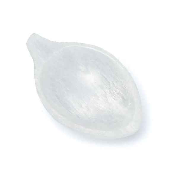 Selenit Schale Blatt -- ±10x7x2,5cm
