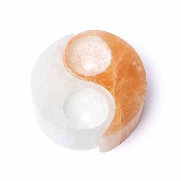 Selenit Teelichthalter Ying&Yang -- ±10cm