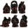 SET 6 Buddha Statuen rot Polystone -- 250 g; 5 cm