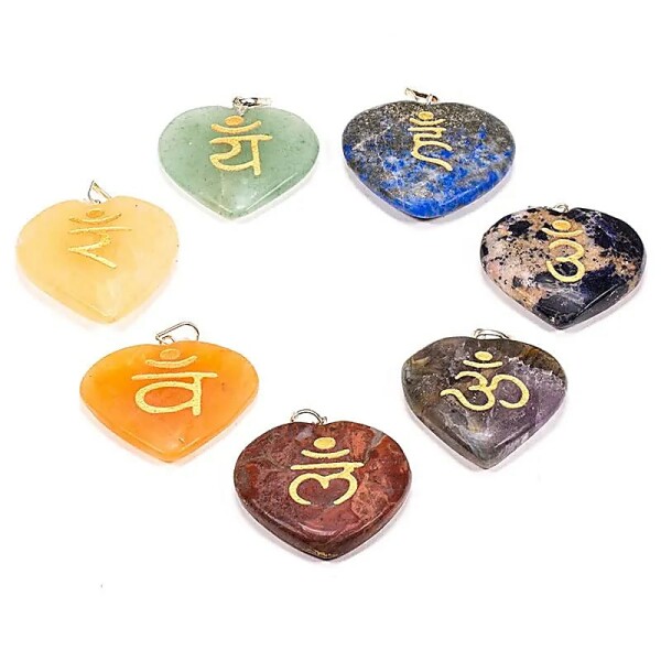 SET 7 Chakra Sanskrit Symbol-Anhänger -- 2 cm