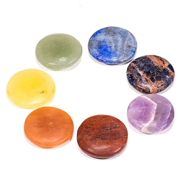 SET 7 runde Chakrasteine -- 3.5 cm