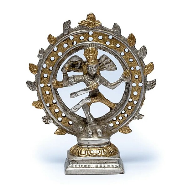 Shiva Nataraja Messing doppelter Ring 2farbig -- 436 g; 15 cm