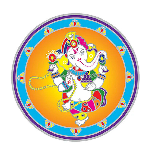 Sunseal Fensteraufkleber tanzender Ganesh rund -- 15x15cm