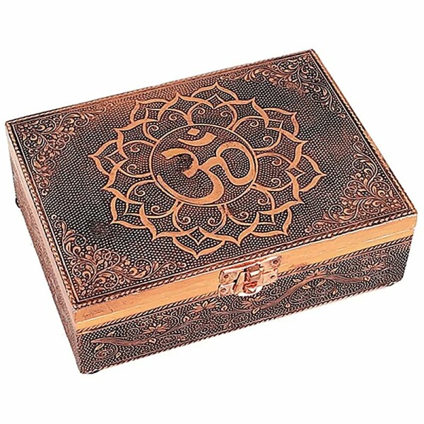 Tarot- und Schmuckkistchen Ohm Kupferfarbe -- 18x13x6 cm