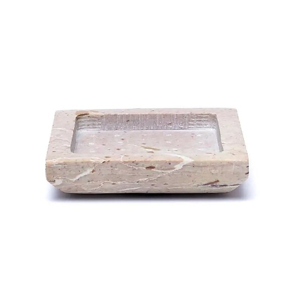 Untersetzer / Kerzenständer quadratisch beige Speckstein -- 9x9cm