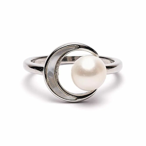 Verstellbarer Ring mit Perle und Mond -- ±2 cm
