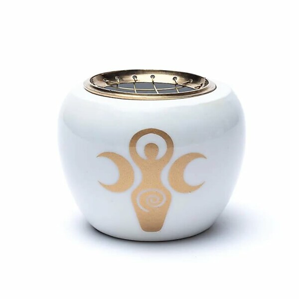Weihrauchbrenner weiß & gold Göttin Symbol -- 9x7cm