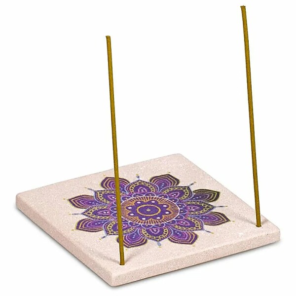 Weihrauchhalter Sandstein Mandala Blume -- 10x10 cm