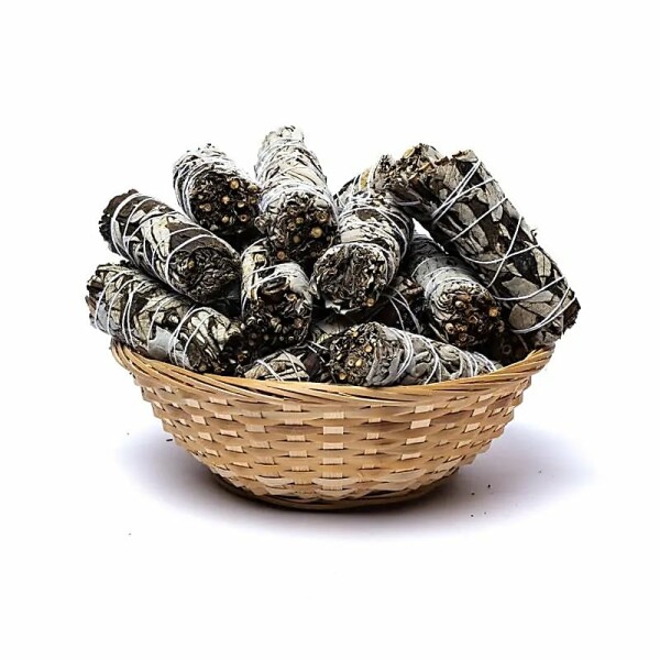 Weißer Salbei Smudge mit Yerba Santa S mit 24 im Korb -- ±11x3,5cm; ±30-40g