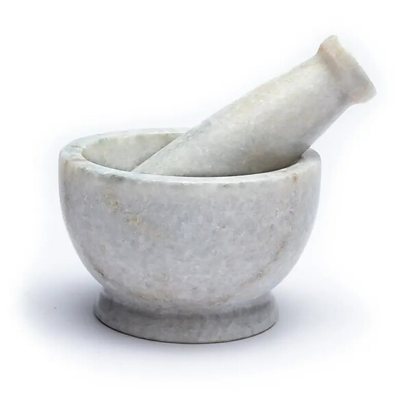 Wellness Mörser aus weißem Marmor -- 9x6.5 cm