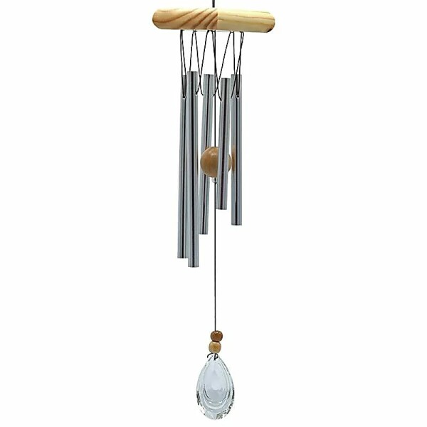 Windspiel fünf Stäbe Holz Kristallwindfänger -- 48 cm