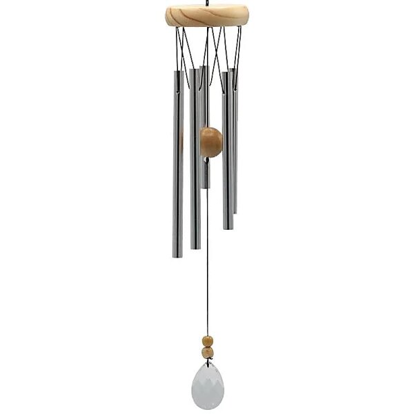 Windspiel fünf Stäbe Holz Kristallwindfänger -- 48cm