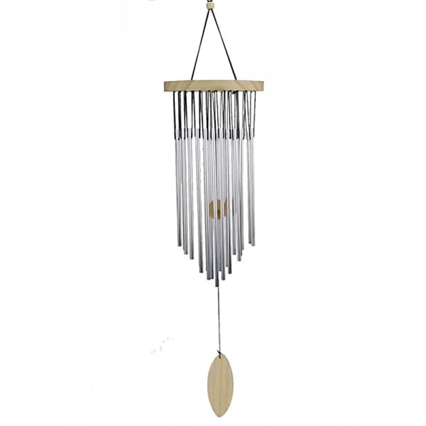 Windspiel mit 22 Klangstäben und Naturholz -- 25 cm