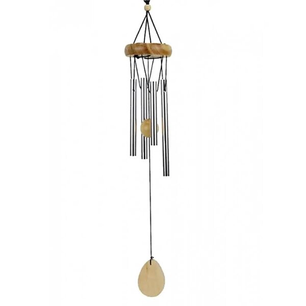 Windspiel mit 4 Klangstäben und Naturholz -- 14 cm