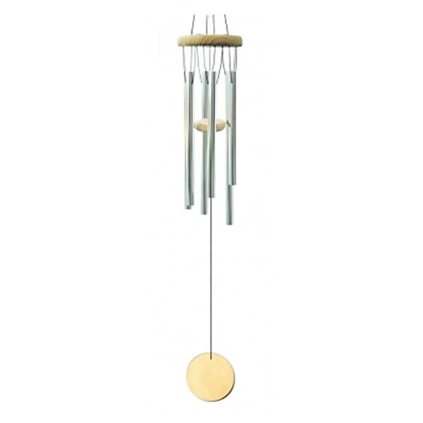 Windspiel mit 5 Klangstäben und Naturholz -- 45 cm