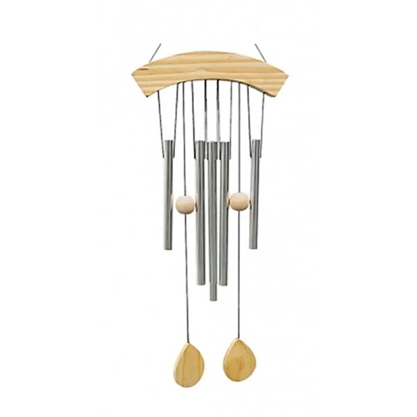 Windspiel mit 5 Klangstäben und Naturholz -- 65 cm