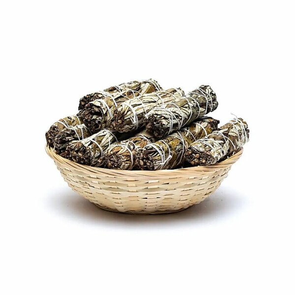 Yerba Santa Smudge S pro 24 Stück im Korb -- ±10–11 cm; ±25-35 g